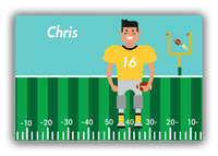 Thumbnail for Personalized Football Canvas Wrap & Photo Print I - Teal Background - Black Hair Boy - Front View