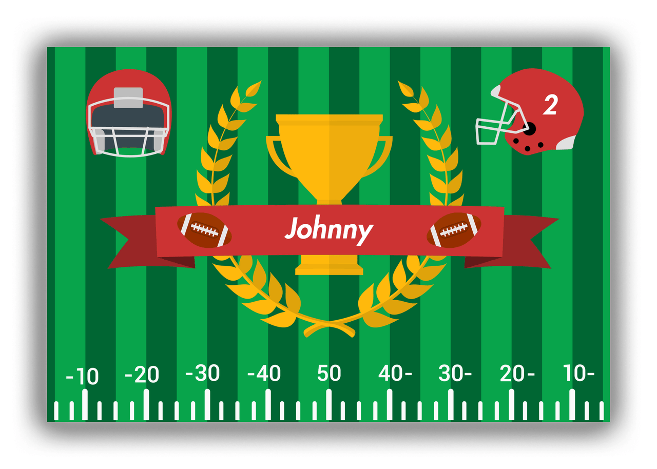 Personalized Football Canvas Wrap & Photo Print III - Green Background - Front View