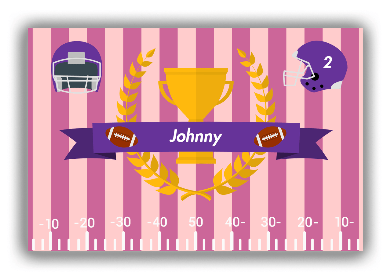 Personalized Football Canvas Wrap & Photo Print III - Pink Background - Front View