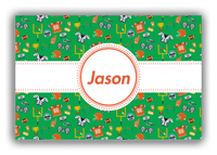 Thumbnail for Personalized Football Canvas Wrap & Photo Print IV - Green Background - Circle Ribbon Nameplate - Front View