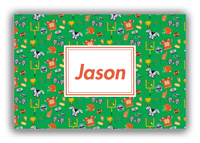 Thumbnail for Personalized Football Canvas Wrap & Photo Print IV - Green Background - Rectangle Nameplate - Front View