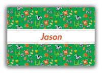 Thumbnail for Personalized Football Canvas Wrap & Photo Print IV - Green Background - Ribbon Nameplate - Front View