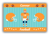 Thumbnail for Personalized Football Canvas Wrap & Photo Print V - Teal Background - Blond Boy - Front View