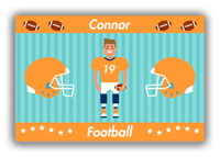 Thumbnail for Personalized Football Canvas Wrap & Photo Print V - Teal Background - Brown Hair Boy - Front View