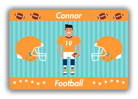 Thumbnail for Personalized Football Canvas Wrap & Photo Print V - Teal Background - Black Hair Boy - Front View