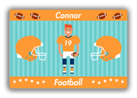 Thumbnail for Personalized Football Canvas Wrap & Photo Print V - Teal Background - Redhead Boy - Front View