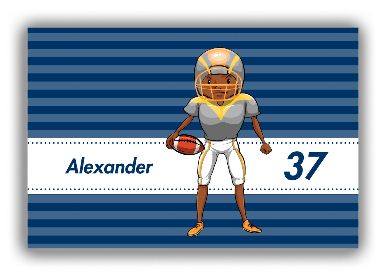 Personalized Football Canvas Wrap & Photo Print VIII - Blue Background - Football Player III - Front View