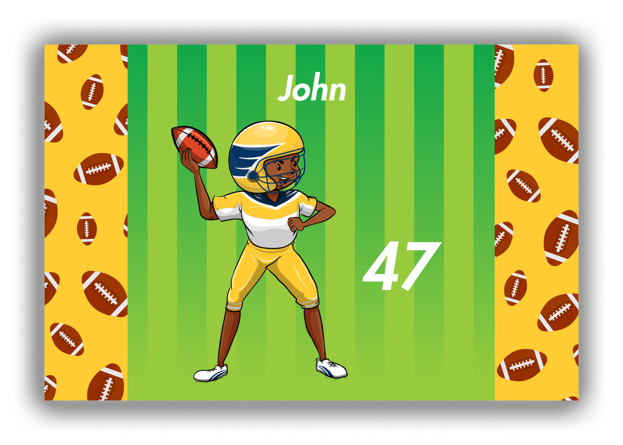 Personalized Football Canvas Wrap & Photo Print IX - Green Background - Football Player III - Front View