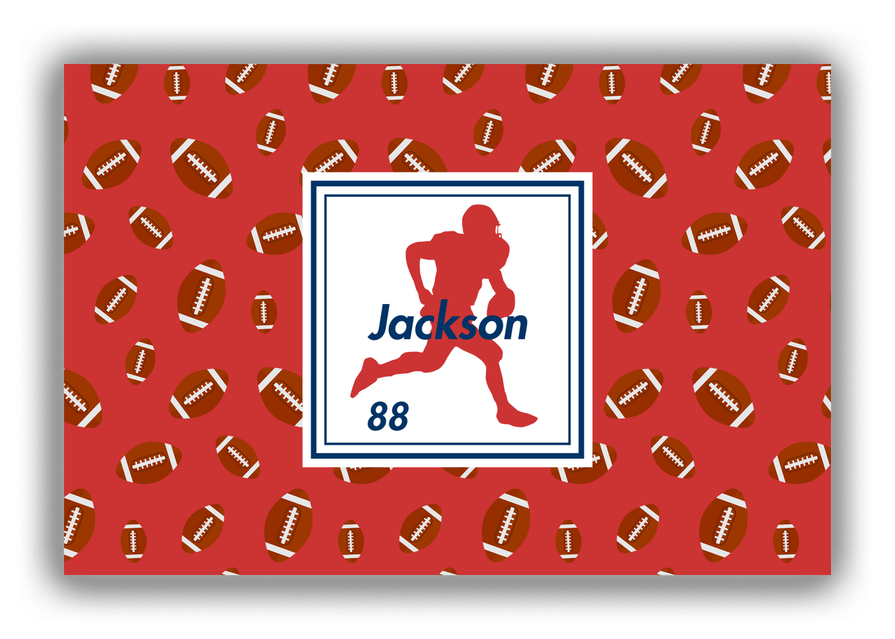 Personalized Football Canvas Wrap & Photo Print X - Red Background - Player Silhouette I - Front View
