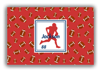 Thumbnail for Personalized Football Canvas Wrap & Photo Print X - Red Background - Player Silhouette I - Front View
