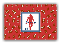 Thumbnail for Personalized Football Canvas Wrap & Photo Print X - Red Background - Player Silhouette III - Front View