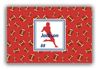 Thumbnail for Personalized Football Canvas Wrap & Photo Print X - Red Background - Player Silhouette IV - Front View