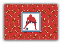 Thumbnail for Personalized Football Canvas Wrap & Photo Print X - Red Background - Player Silhouette VI - Front View