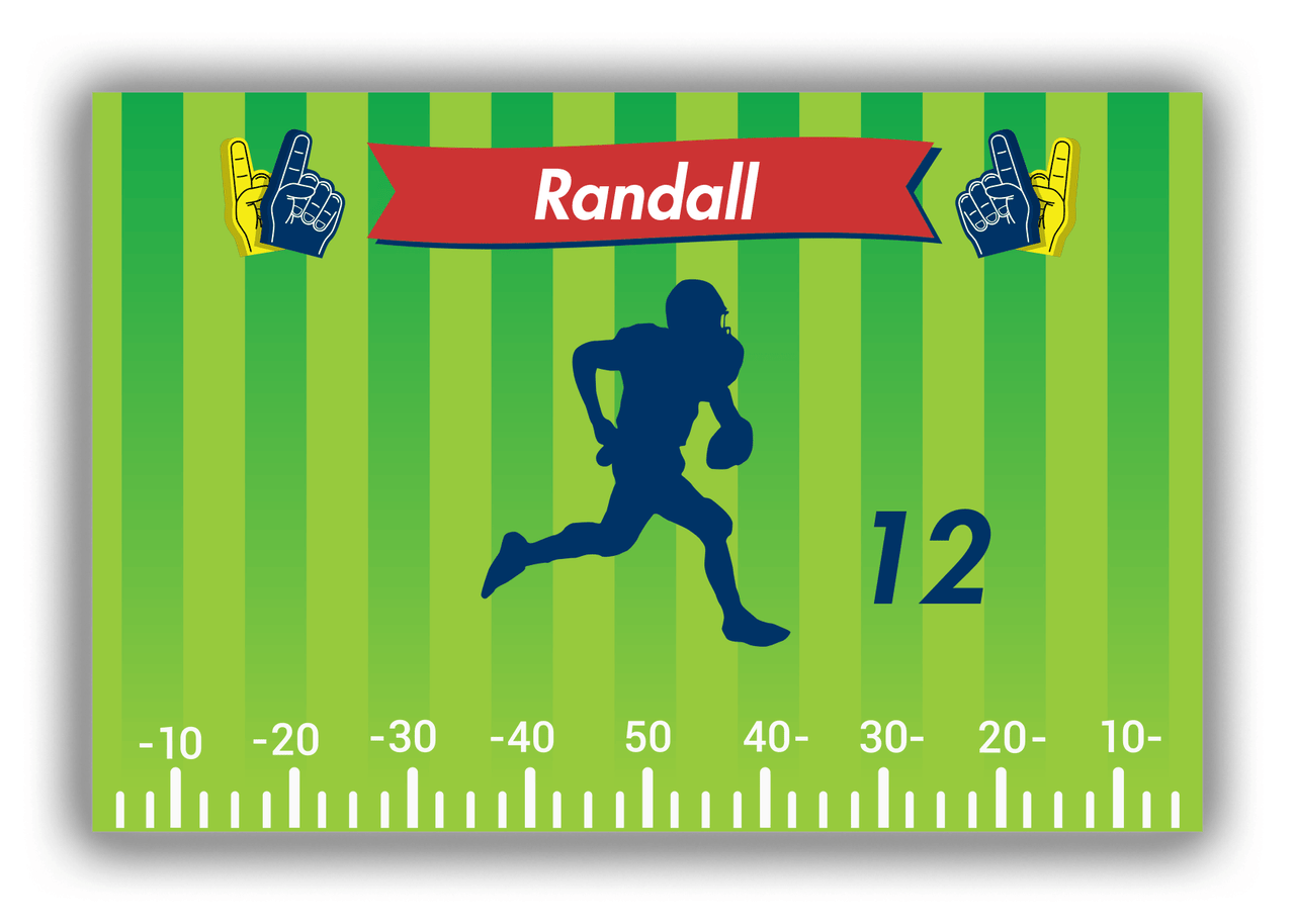 Personalized Football Canvas Wrap & Photo Print XII - Green Background - Player Silhouette I - Front View