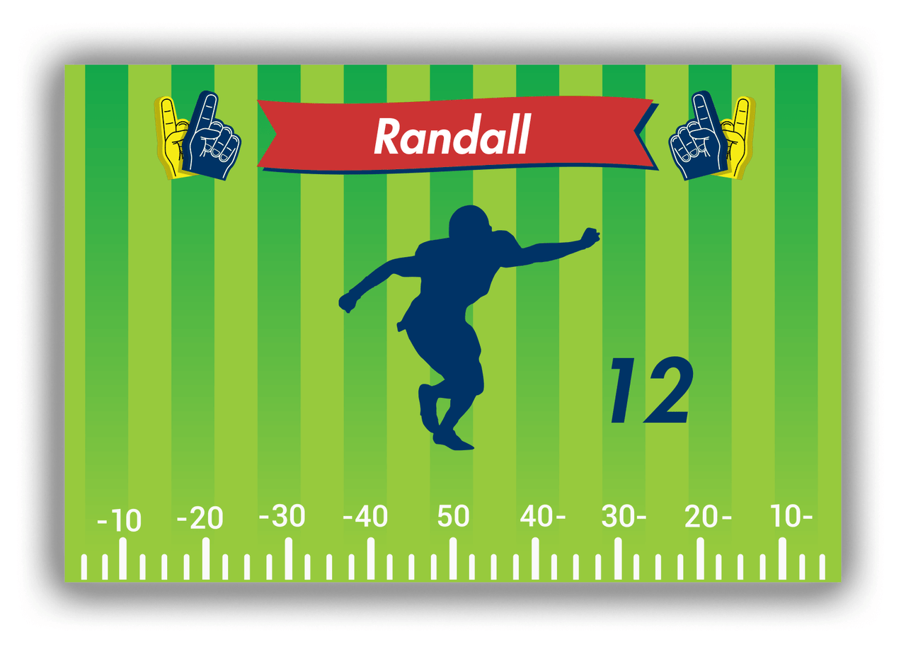 Personalized Football Canvas Wrap & Photo Print XII - Green Background - Player Silhouette II - Front View