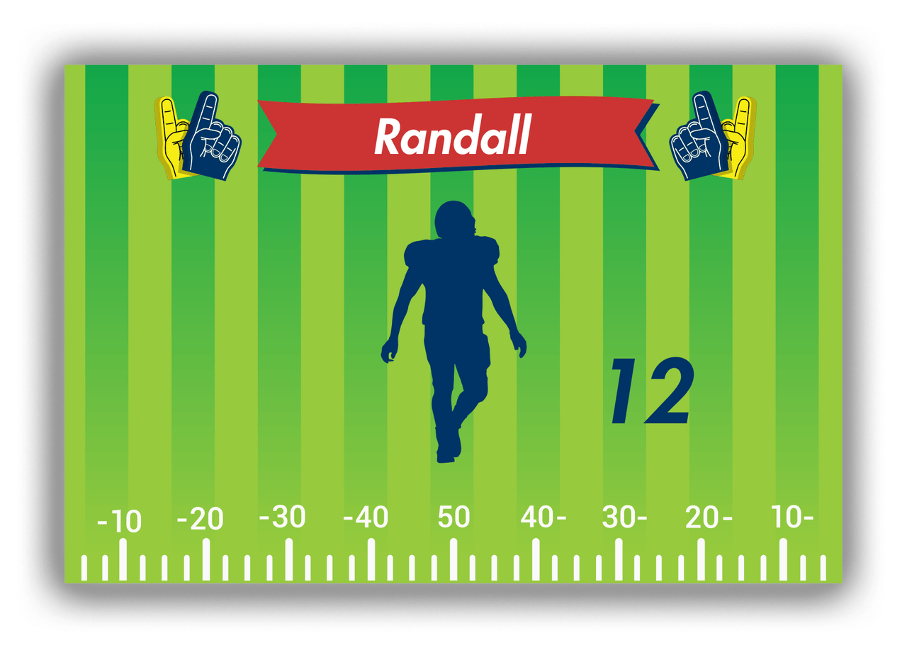 Personalized Football Canvas Wrap & Photo Print XII - Green Background - Player Silhouette III - Front View
