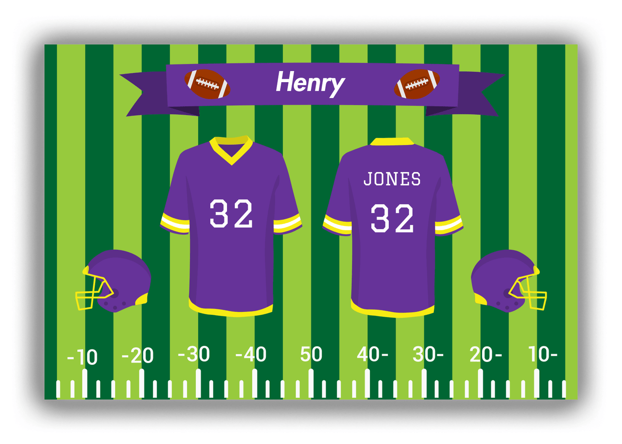 Personalized Football Canvas Wrap & Photo Print XIII - Green Background - Uniforms Front & Back - Front View