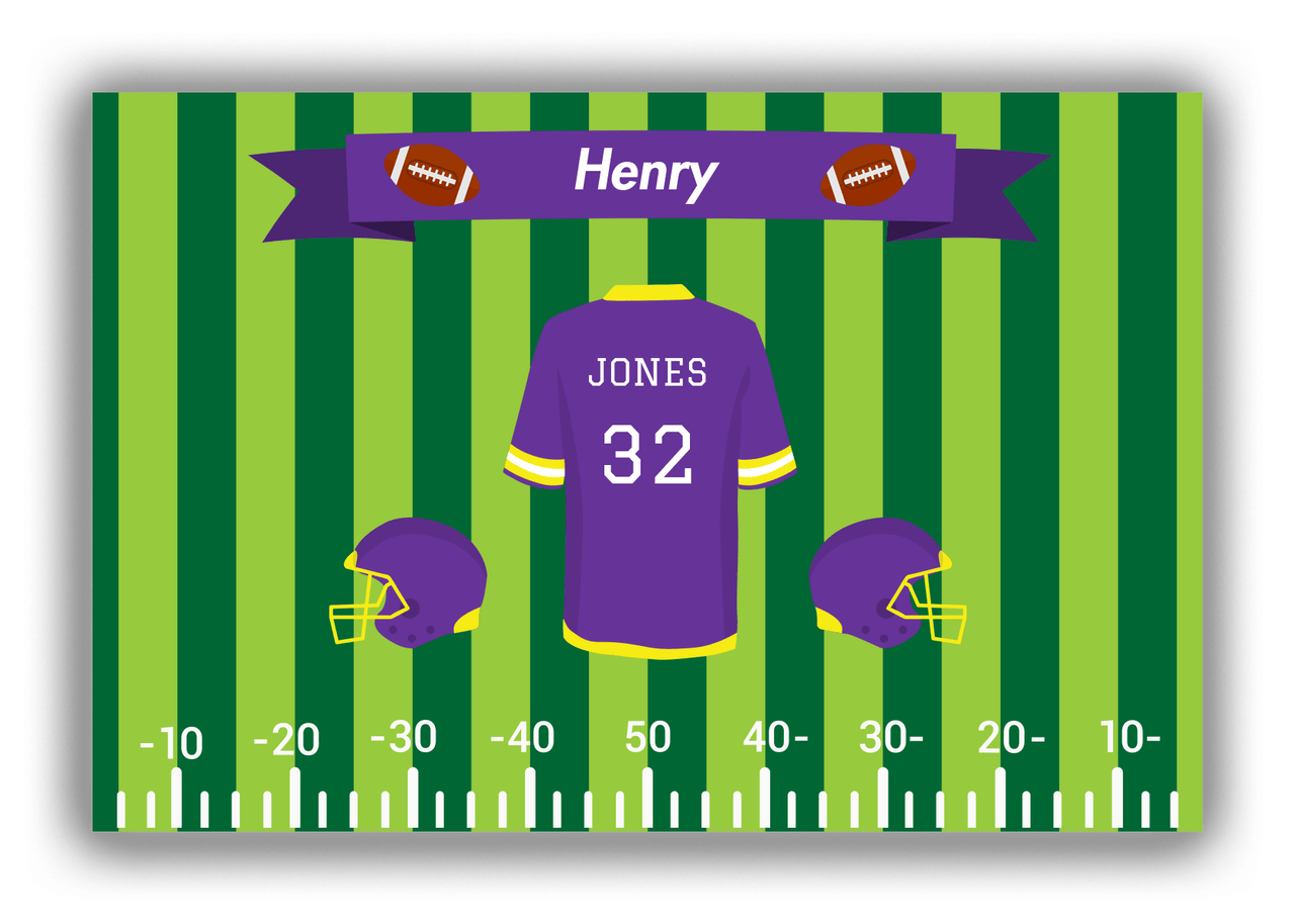 Personalized Football Canvas Wrap & Photo Print XIII - Green Background - Uniform Front - Front View