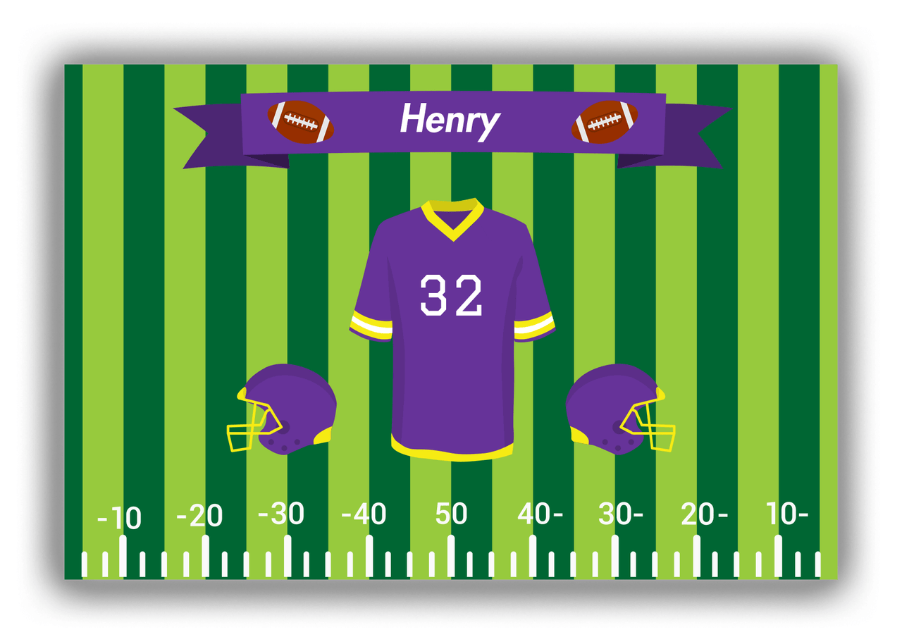 Personalized Football Canvas Wrap & Photo Print XIII - Green Background - Uniform Back - Front View