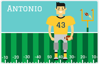 Thumbnail for Personalized Football Placemat I - Teal Background - Asian Boy -  View