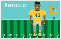 Thumbnail for Personalized Football Placemat I - Teal Background - Black Boy -  View