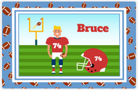 Thumbnail for Personalized Football Placemat II - Blue Border - Blond Boy -  View