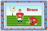 Thumbnail for Personalized Football Placemat II - Blue Border - Red Hair Boy -  View