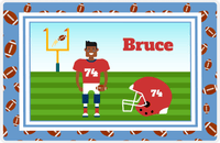 Thumbnail for Personalized Football Placemat II - Blue Border - Black Boy -  View