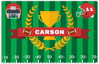 Thumbnail for Personalized Football Placemat III - Champion Wreath - Green Background -  View