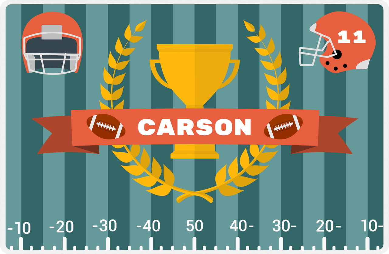 Personalized Football Placemat III - Champion Wreath - Teal Background -  View