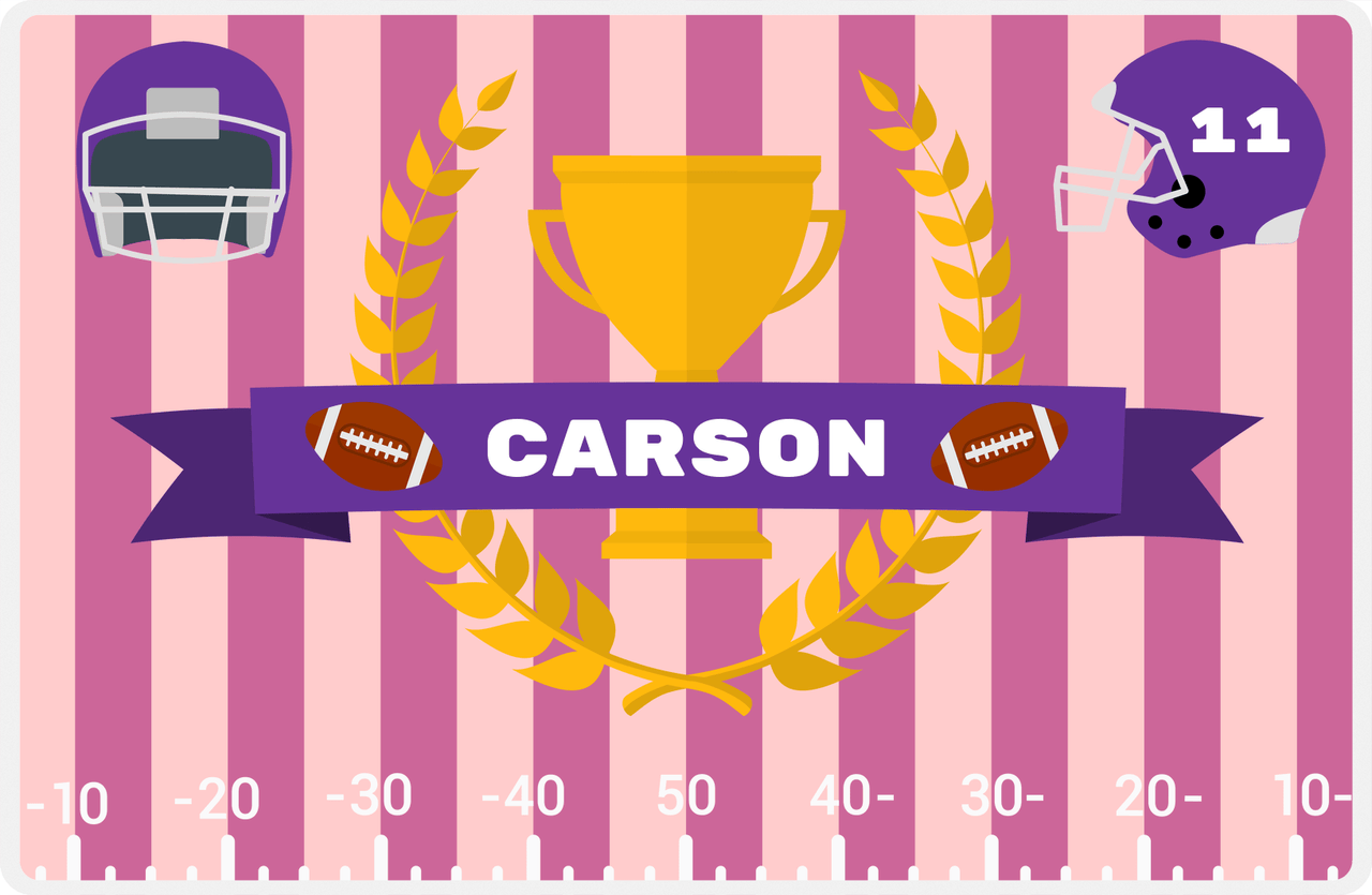 Personalized Football Placemat III - Champion Wreath - Pink Background -  View