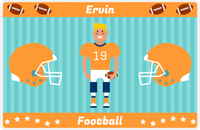 Thumbnail for Personalized Football Placemat V - Teal Background - Blond Boy -  View