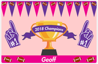 Thumbnail for Personalized Football Placemat VII - Foam Fingers - Pink Background -  View