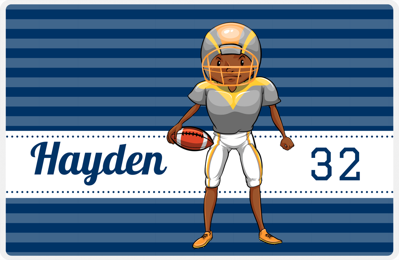 Personalized Football Placemat VIII - Blue Background - Player III -  View