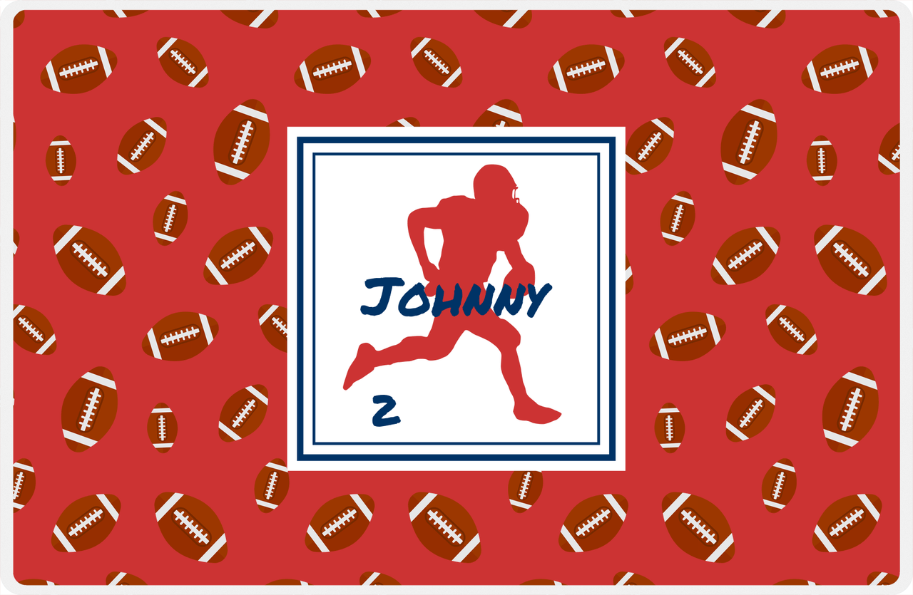 Personalized Football Placemat X - Red Background - Silhouette I -  View