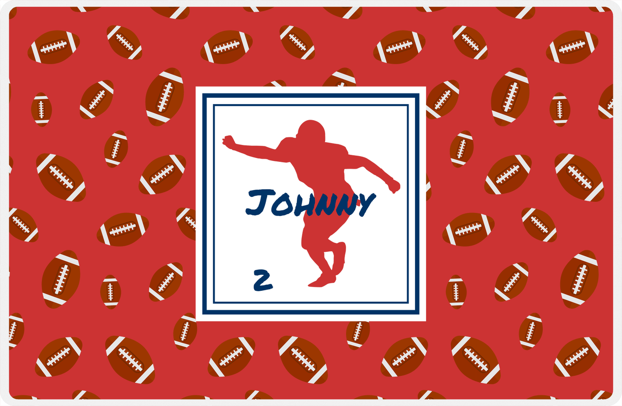 Personalized Football Placemat X - Red Background - Silhouette II -  View