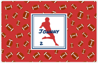 Thumbnail for Personalized Football Placemat X - Red Background - Silhouette IV -  View