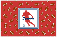 Thumbnail for Personalized Football Placemat X - Red Background - Silhouette V -  View