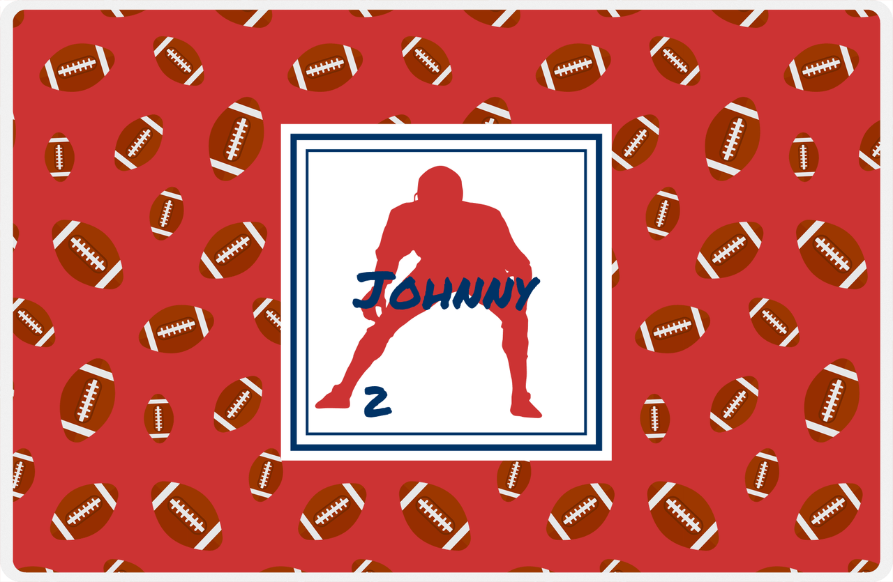 Personalized Football Placemat X - Red Background - Silhouette VI -  View