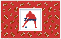 Thumbnail for Personalized Football Placemat X - Red Background - Silhouette VI -  View