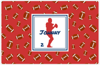 Thumbnail for Personalized Football Placemat X - Red Background - Silhouette VII -  View