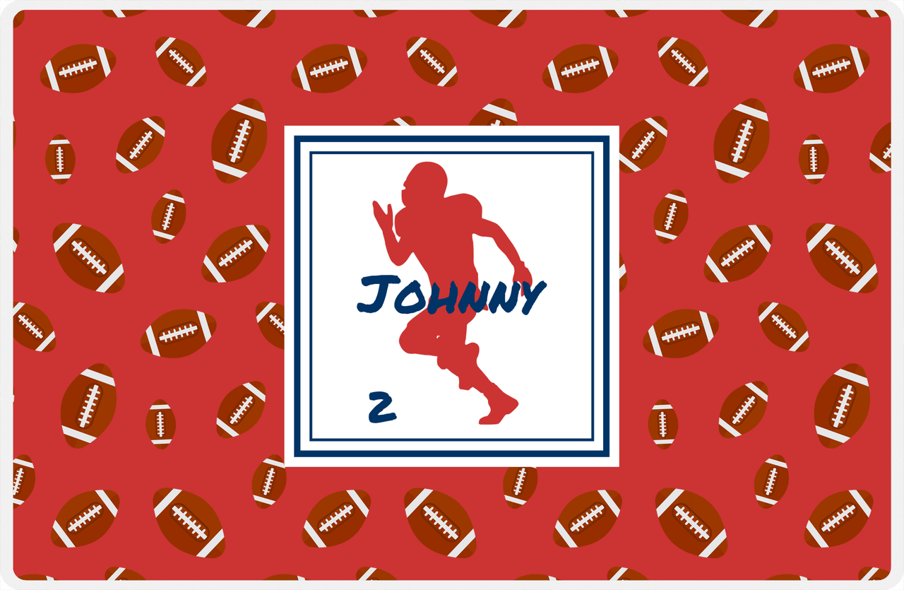 Personalized Football Placemat X - Red Background - Silhouette VIII -  View