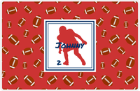 Thumbnail for Personalized Football Placemat X - Red Background - Silhouette IX -  View