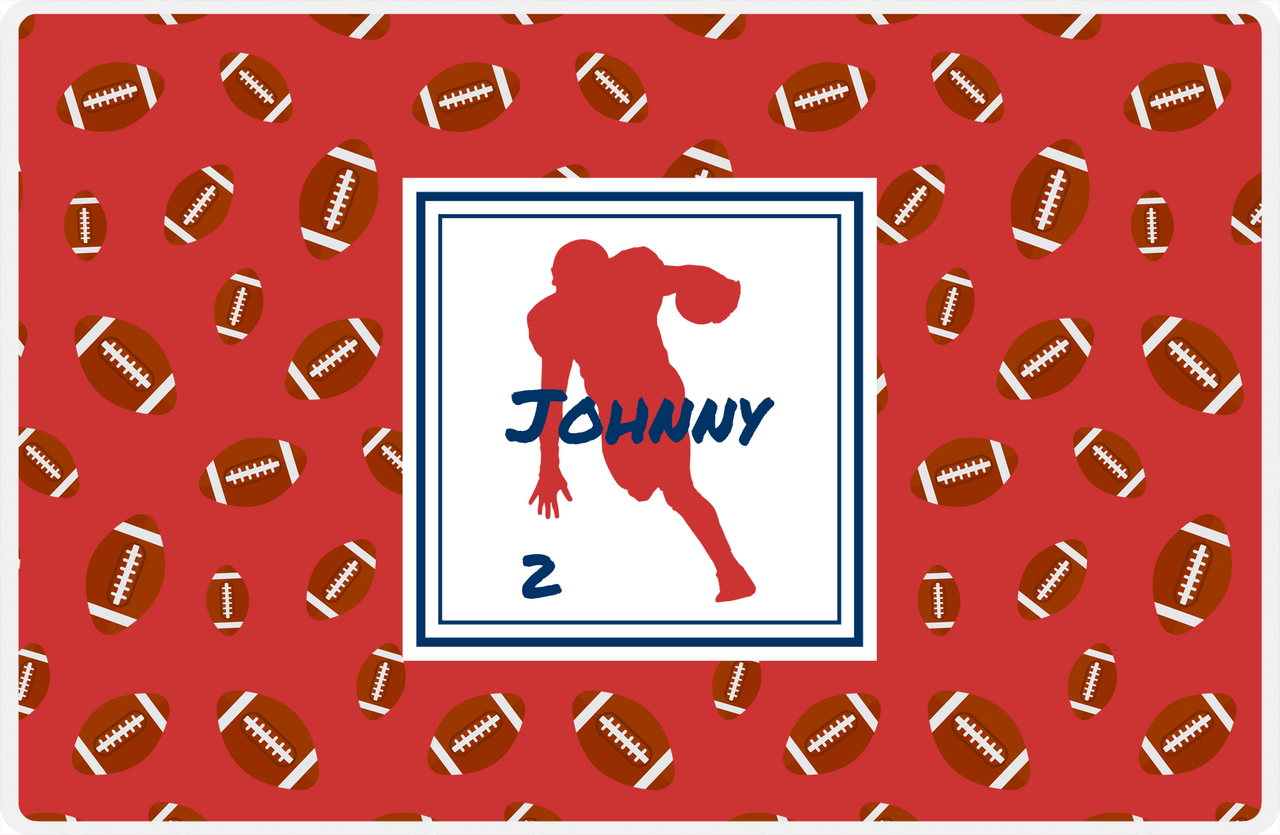 Personalized Football Placemat X - Red Background - Silhouette X -  View