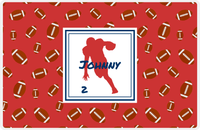 Thumbnail for Personalized Football Placemat X - Red Background - Silhouette X -  View