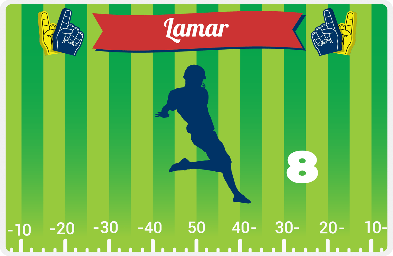 Personalized Football Placemat XII - Green Background - Silhouette IV -  View