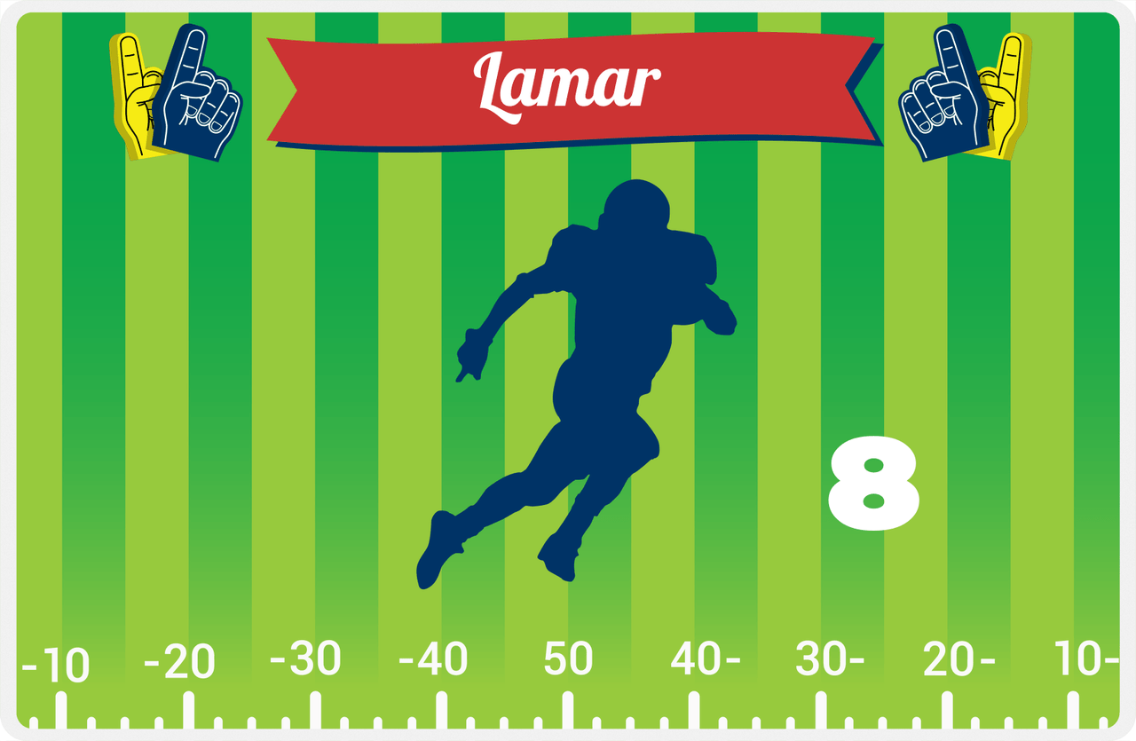 Personalized Football Placemat XII - Green Background - Silhouette V -  View