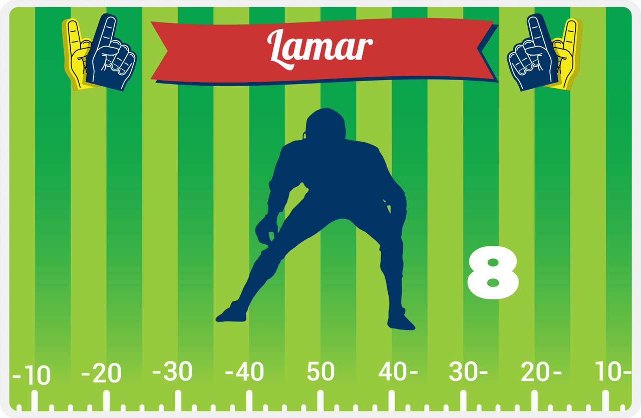 Personalized Football Placemat XII - Green Background - Silhouette VI -  View