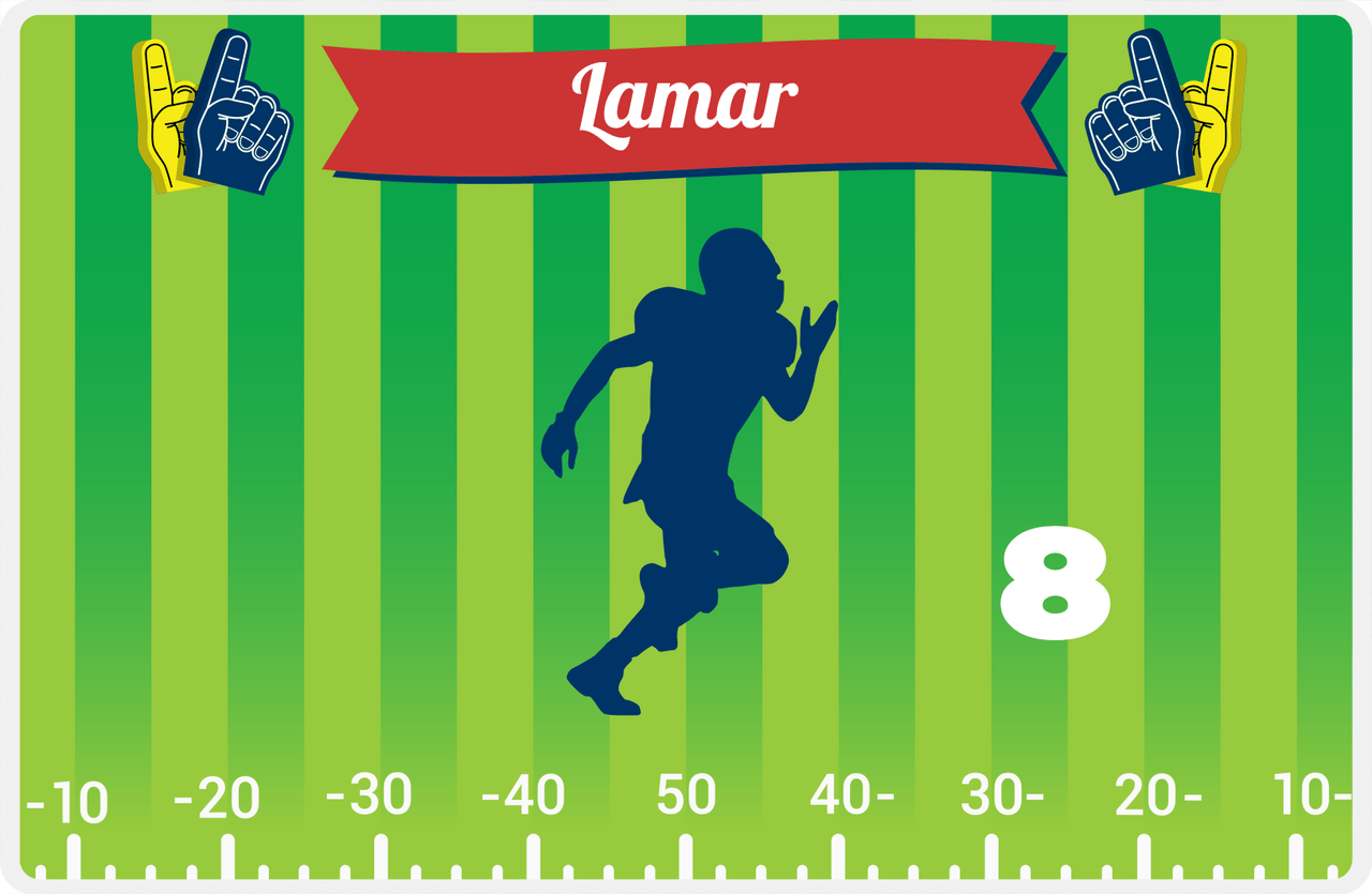 Personalized Football Placemat XII - Green Background - Silhouette VIII -  View