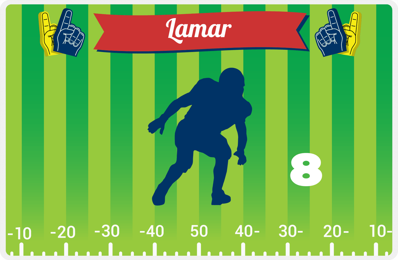 Personalized Football Placemat XII - Green Background - Silhouette IX -  View